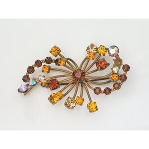 Vintage Amber AB Spray Austria Designer Brooch